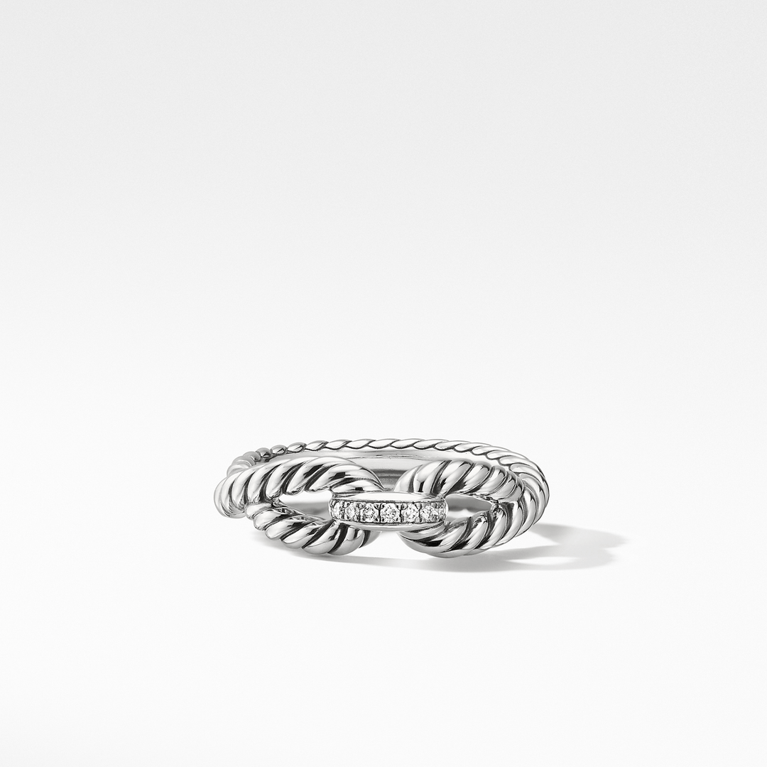 David Yurman Cable Loop Band Ring in Sterling Silver with Pavé Diamonds