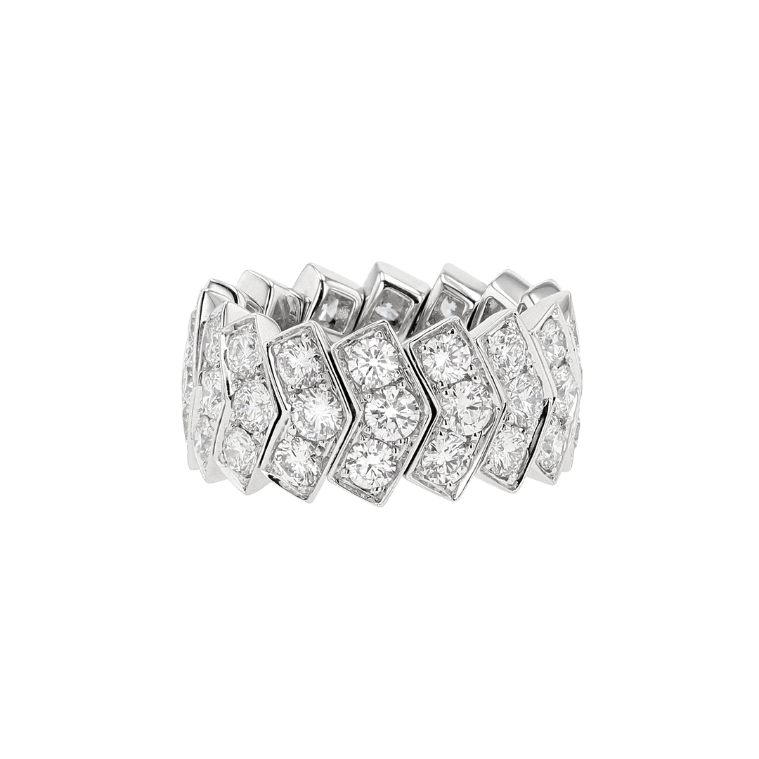 18k White Gold and 4.98 Total Weight Diamond Chevron Ring
