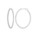 18k White Gold 2 Inch 3.01 Total Weight Diamond Oval Hoops