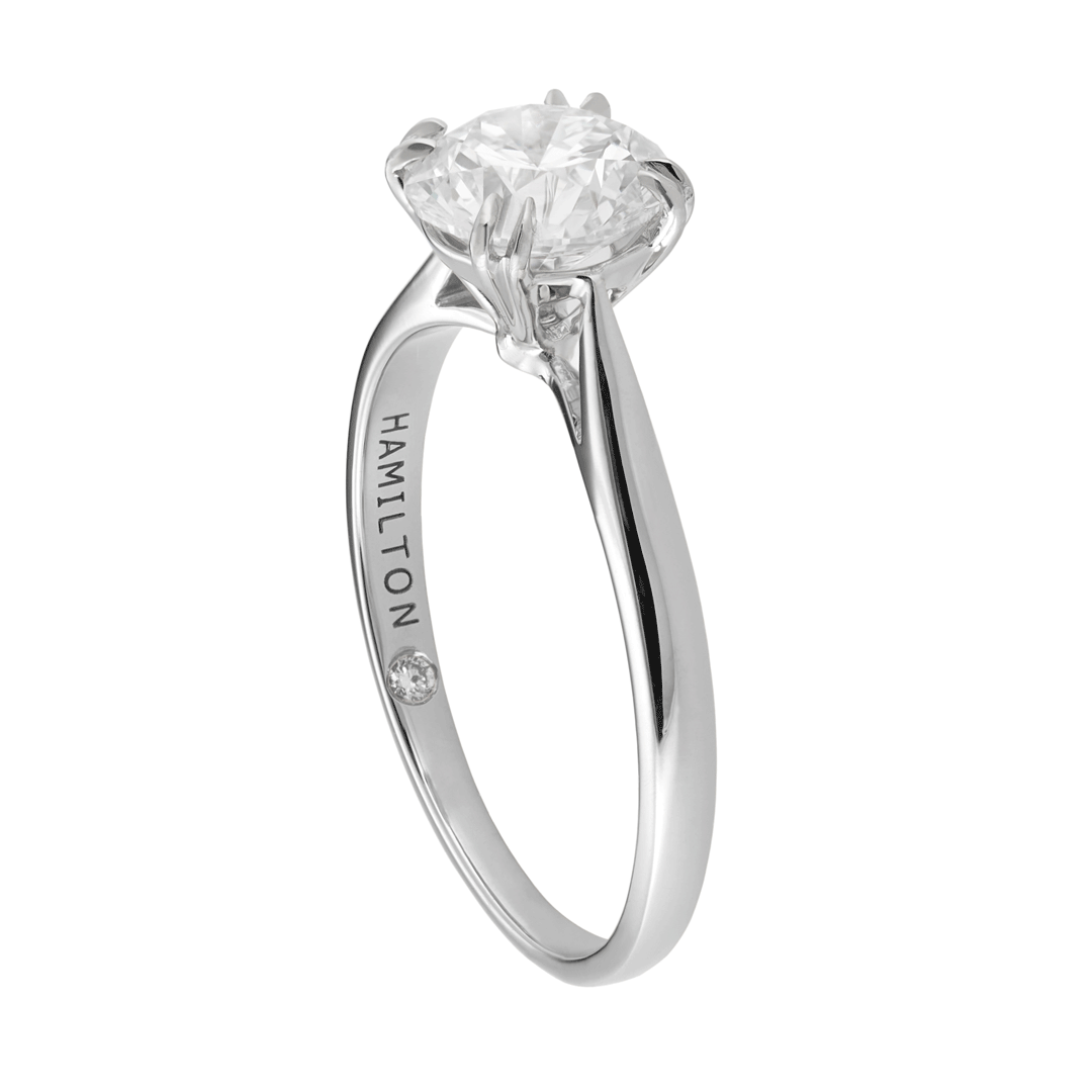 Hamilton Centennial 18k White Gold Engagement Ring For Round Diamond