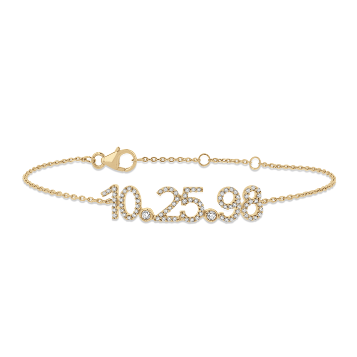 14k Gold Custom Date Diamond Bracelet