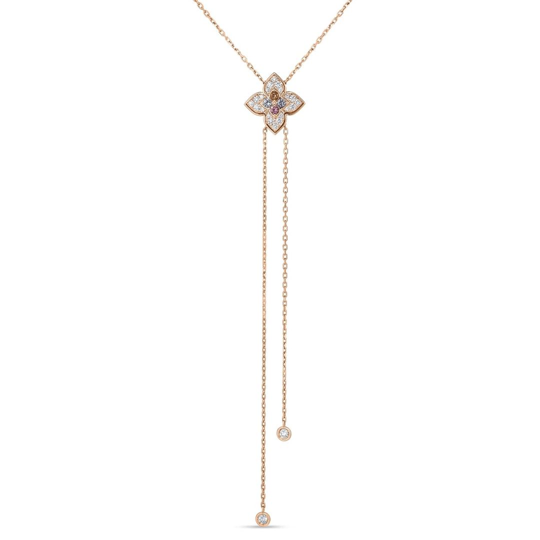 Roberto Coin Venetian Princess Carnival 18k Rose Gold Mixed Stones and Diamond Lariat Necklace