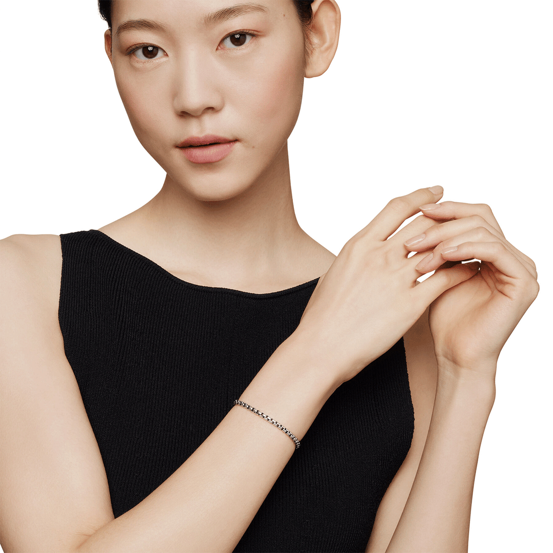 David Yurman Box Chain Bracelet in Sterling Silver with 14k Yellow Gold