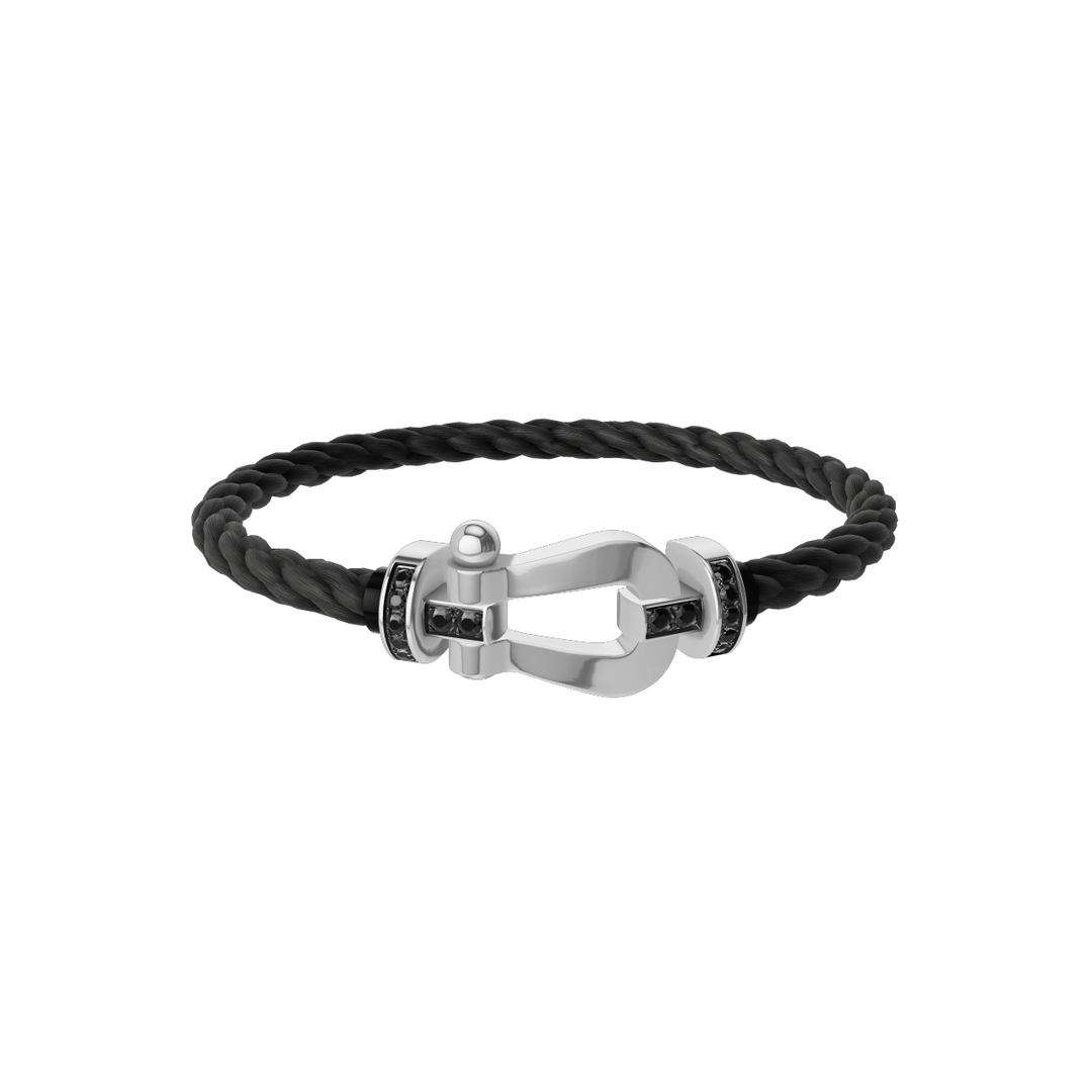 FRED FORCE 10 Black Cable with 18k White LG Buckle Half Black Diamond, Exclusively at Hamilton Jewelers