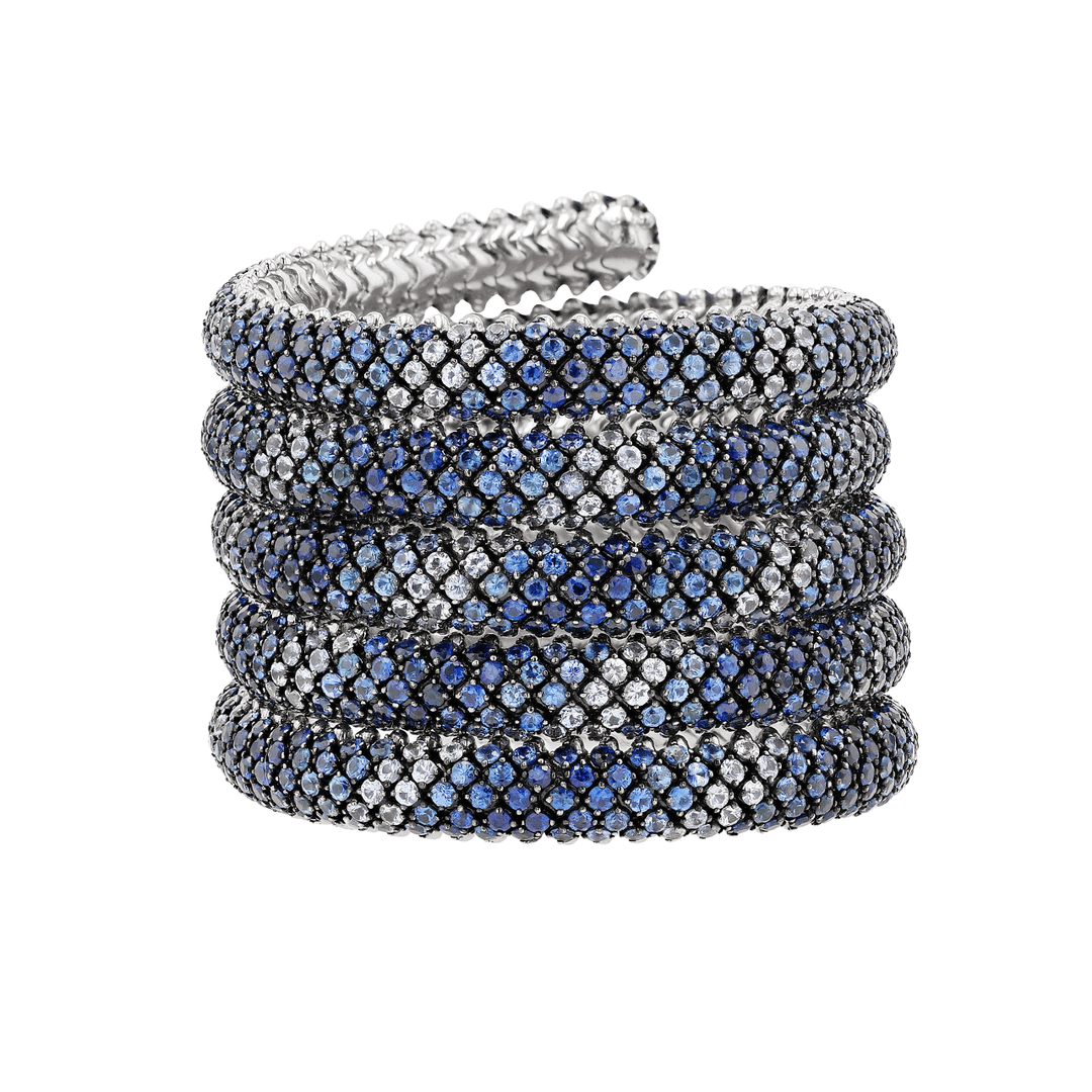 18k Gold and 72.83 Total Weight Sapphire Coil Bracelet