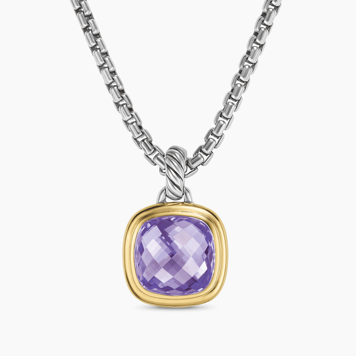 David Yurman Albion Pendant Sterling Silver with 18k Yellow Gold and Amethyst, 11mm