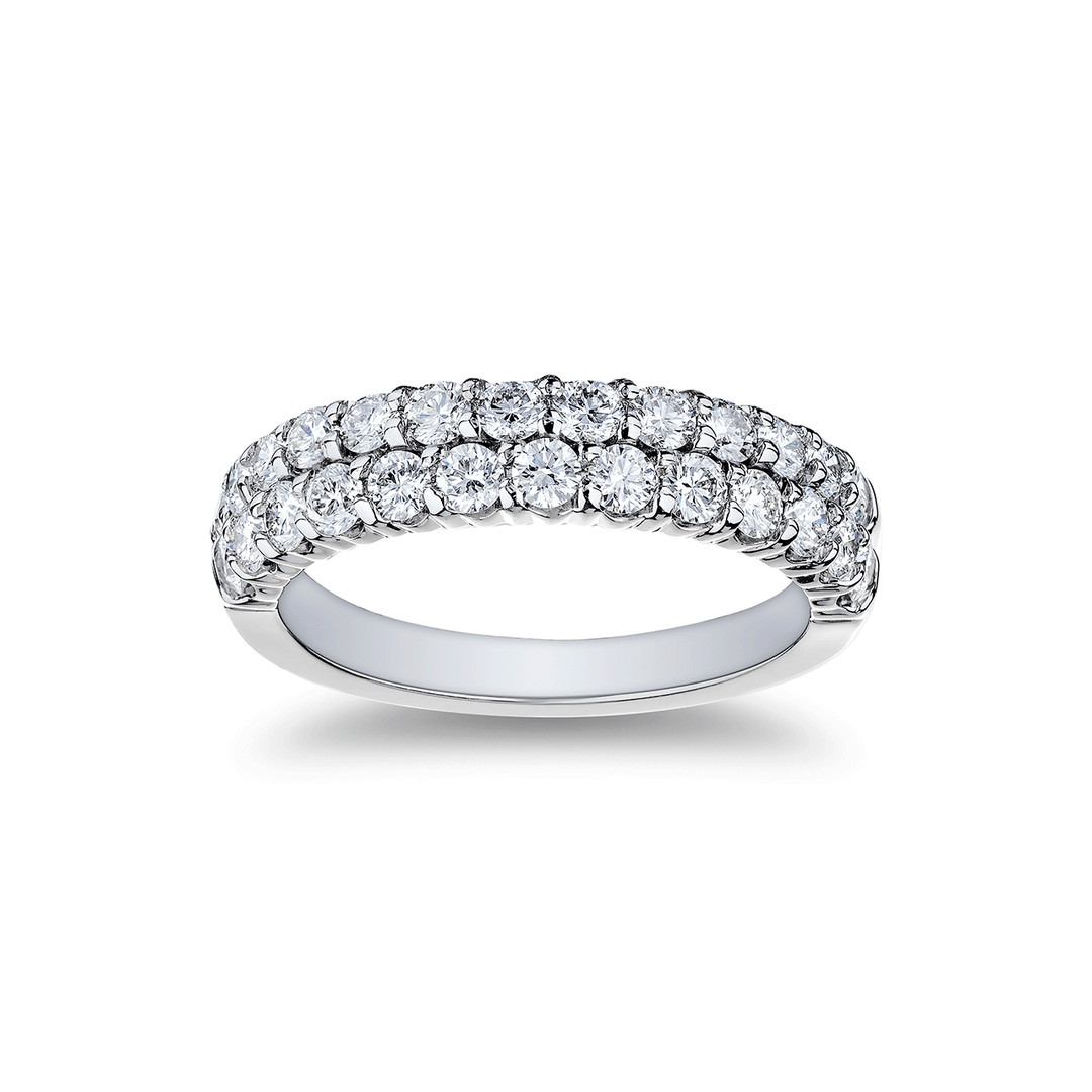 18k Gold and Diamond 1.30 Total Weight Double Row Band
