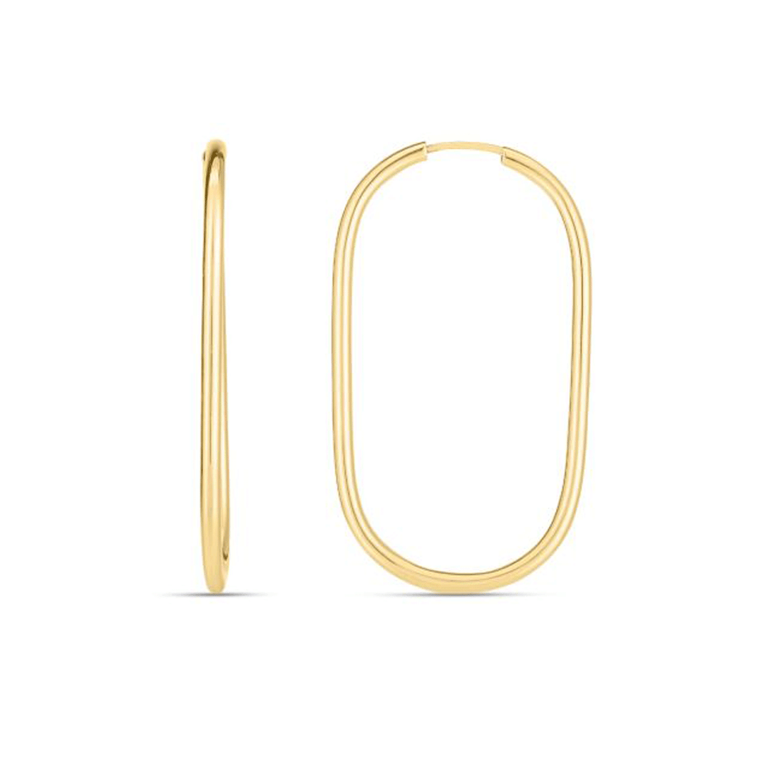 14k Yellow Gold Endless Paperclip Hoops