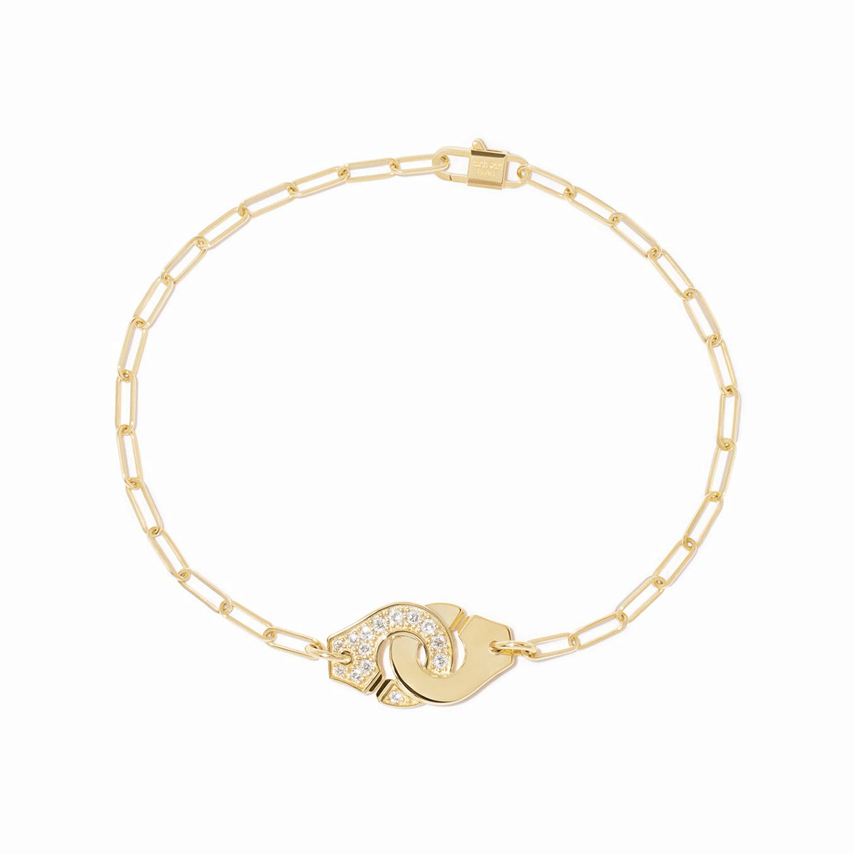 Dinh Van Menottes 18k Yellow Gold and Diamond Small Chain Bracelet