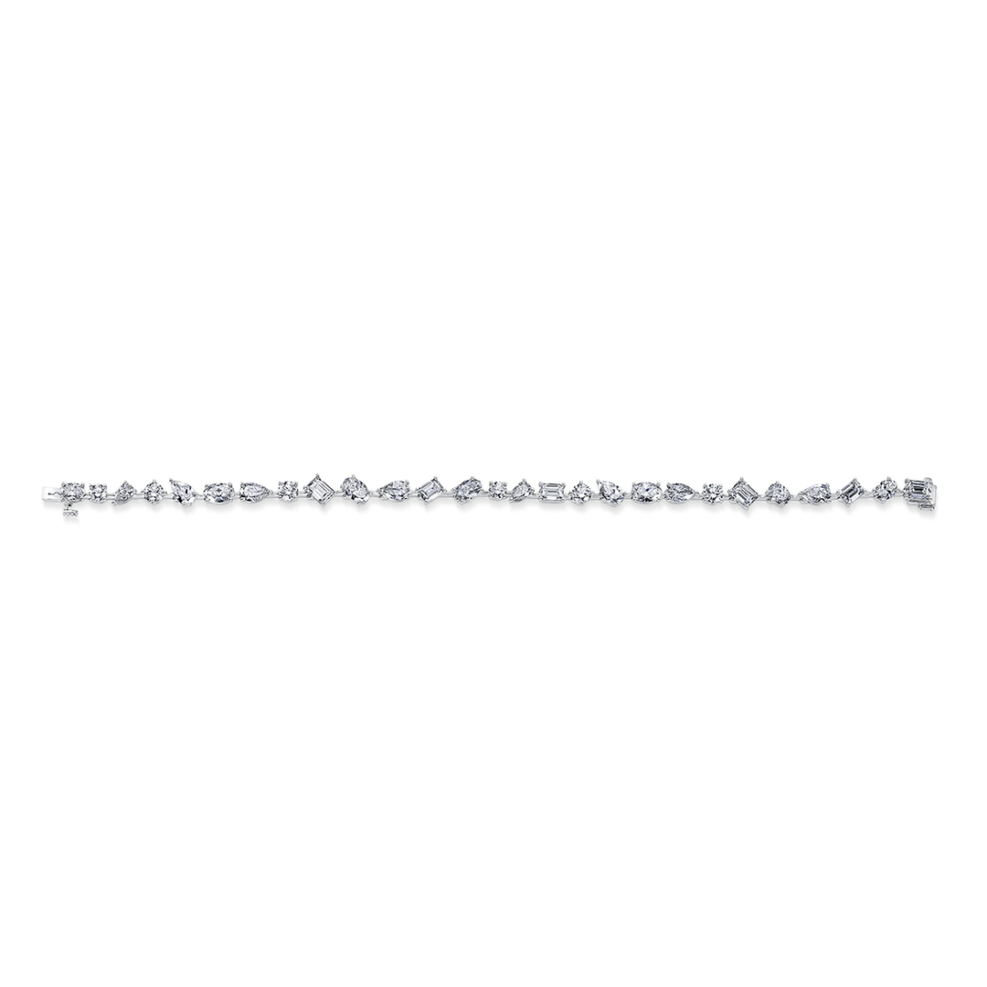 Platinum and 8.63 Total Weight Mix Shape Diamond Bracelet