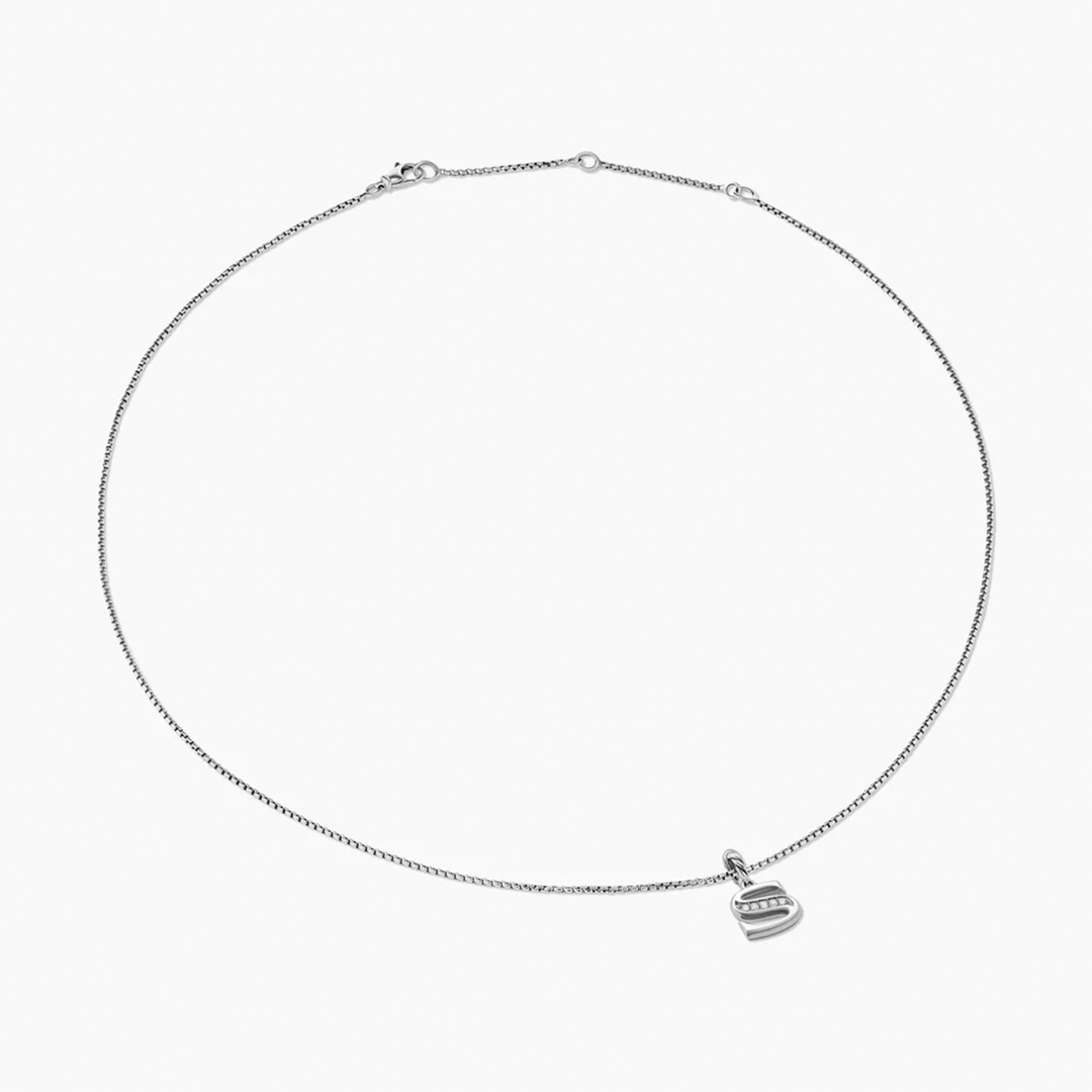 David Yurman Pavé Initial Pendant Necklace Sterling Silver with Diamond S
