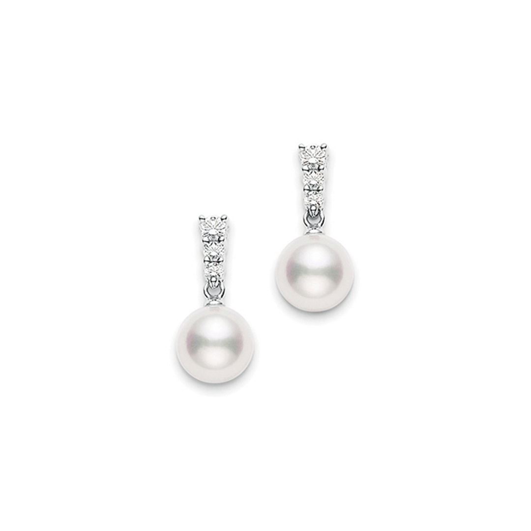Mikimoto Morning Dew 18k White Gold Akoya Pearl Earrings