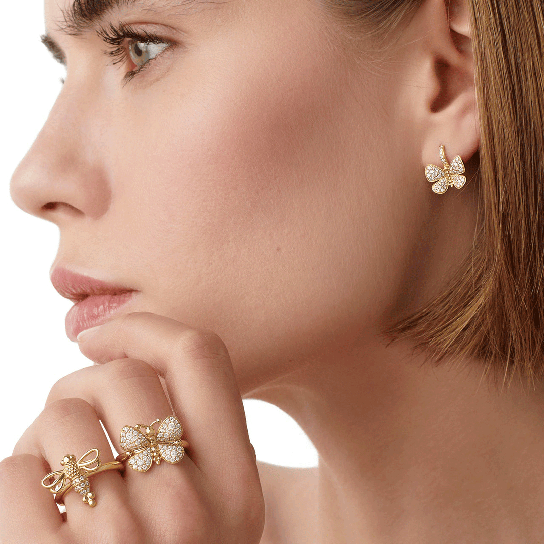 Temple St. Clair 18k Yellow Gold Snow Butterfly Earring