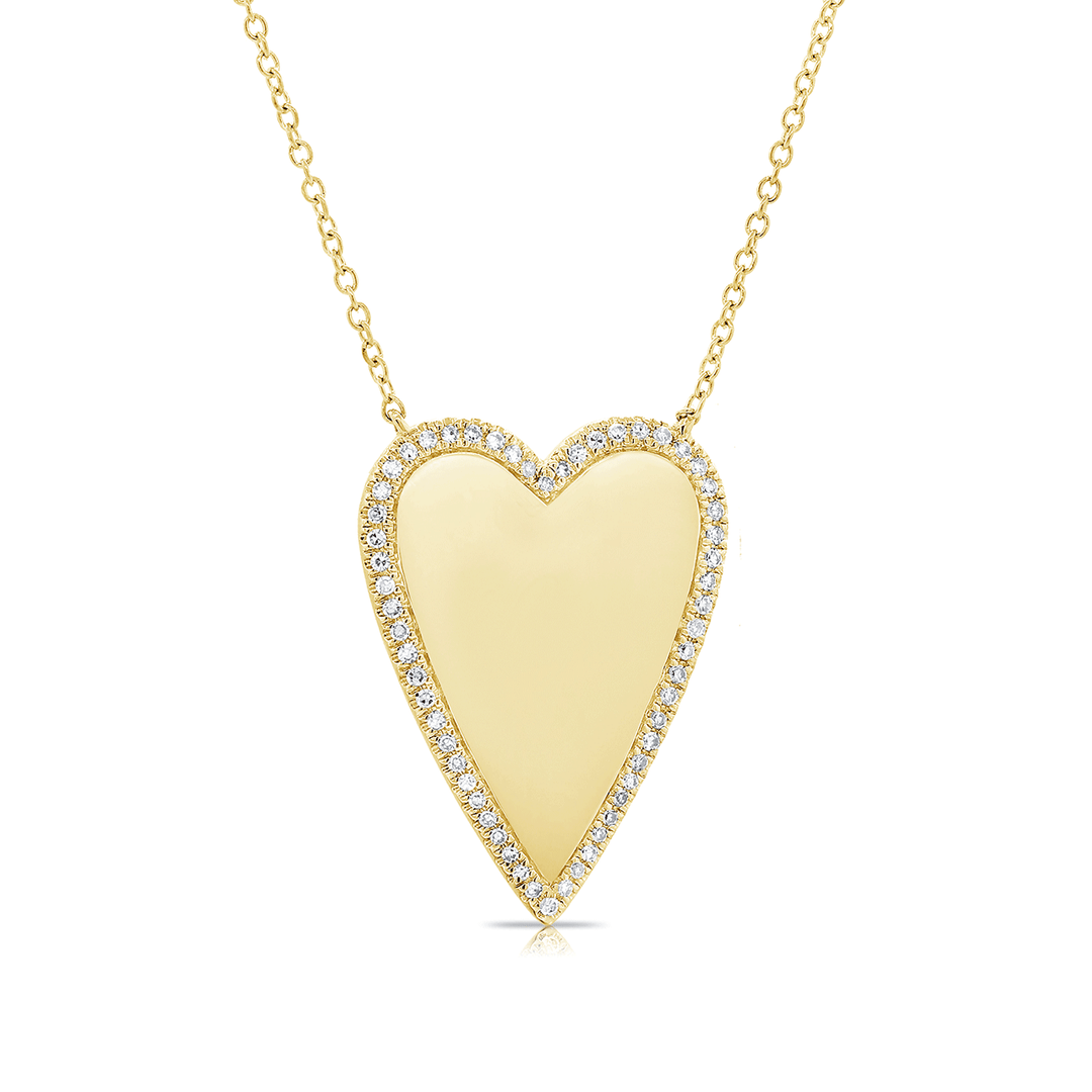 14k Yellow Gold and Diamond .14 Total Weight Heart Necklace