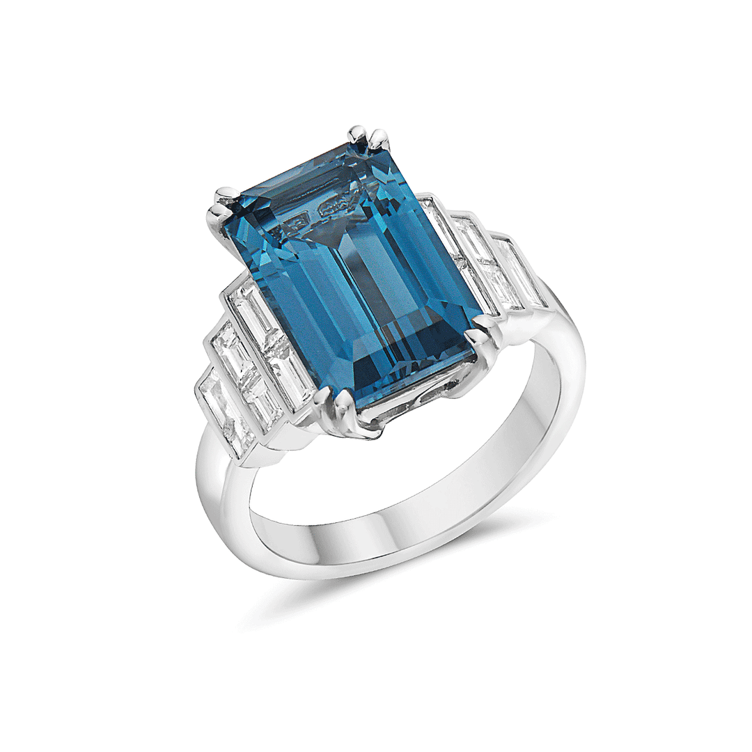 Charles Krypell Pastel 18k Gold and London Blue Topaz Ring