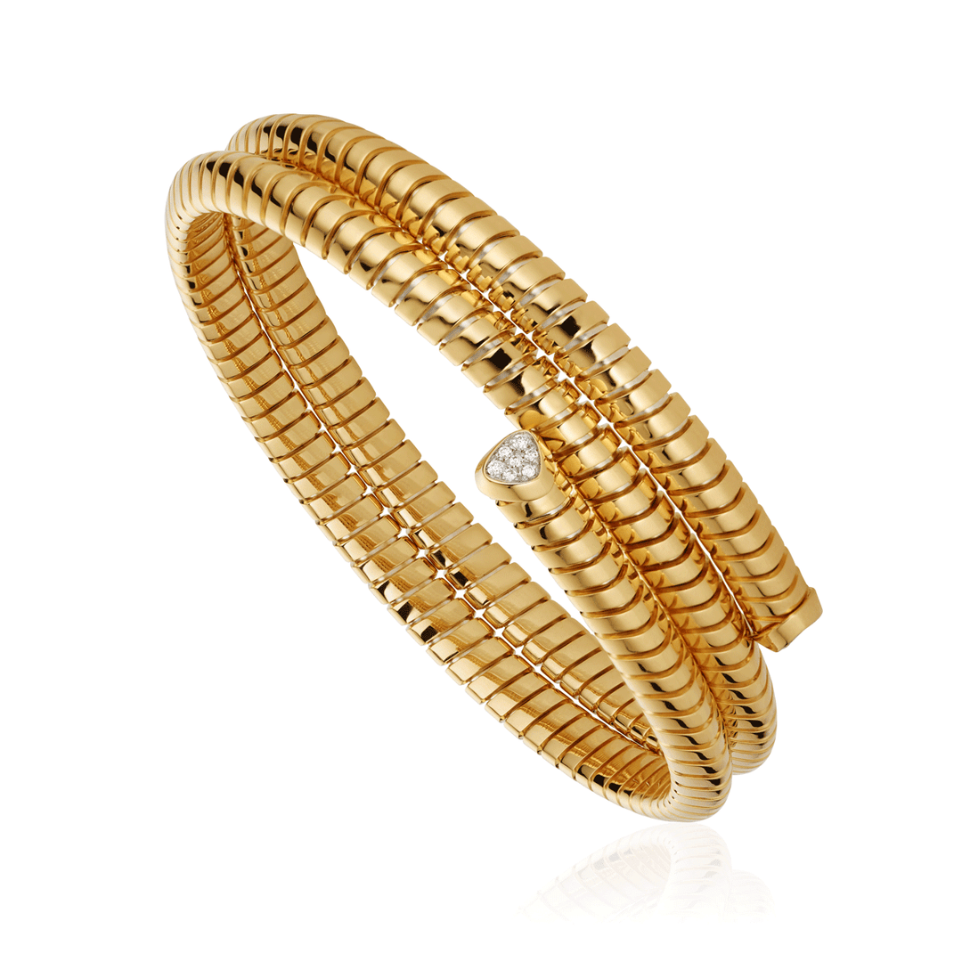 Marina B Trisolina 18k Yellow Gold Triple Pavé Diamond Bangle, LG