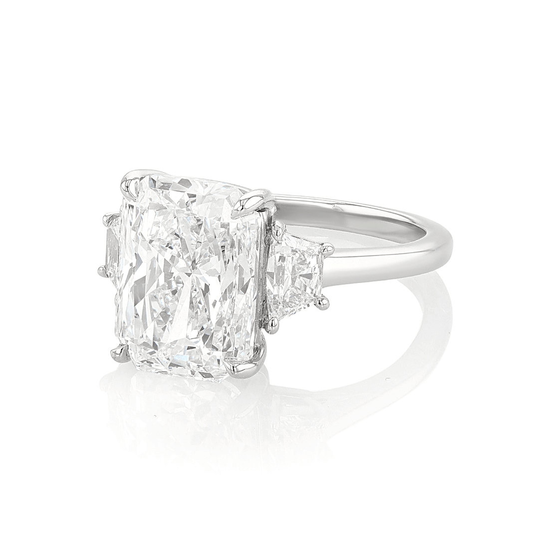 Platinum Three Stone Diamond 5.58 Total Weight Engagement Ring