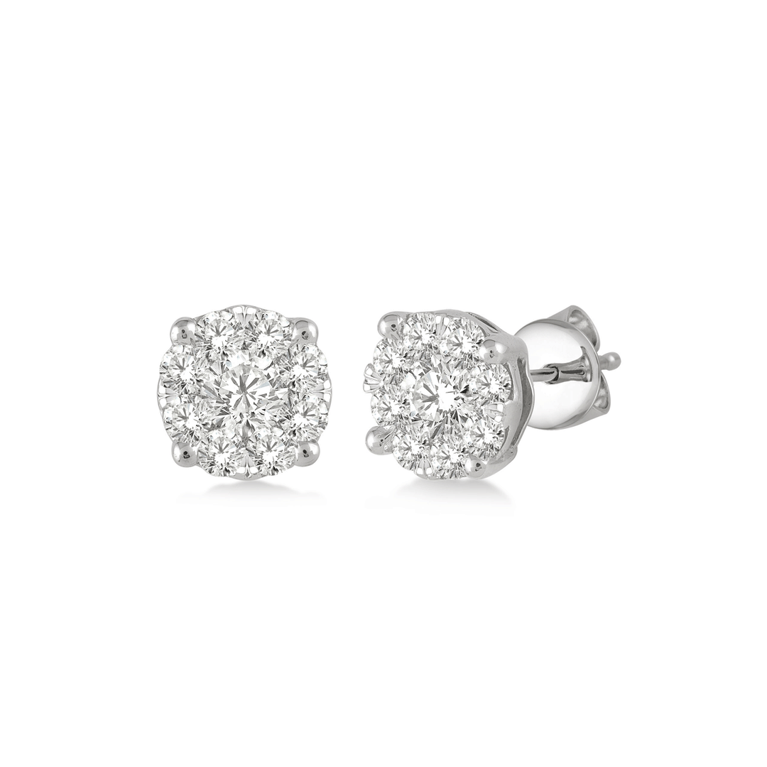 Celestial 14k White Gold and .50 Total Weight Diamond Stud Earrings