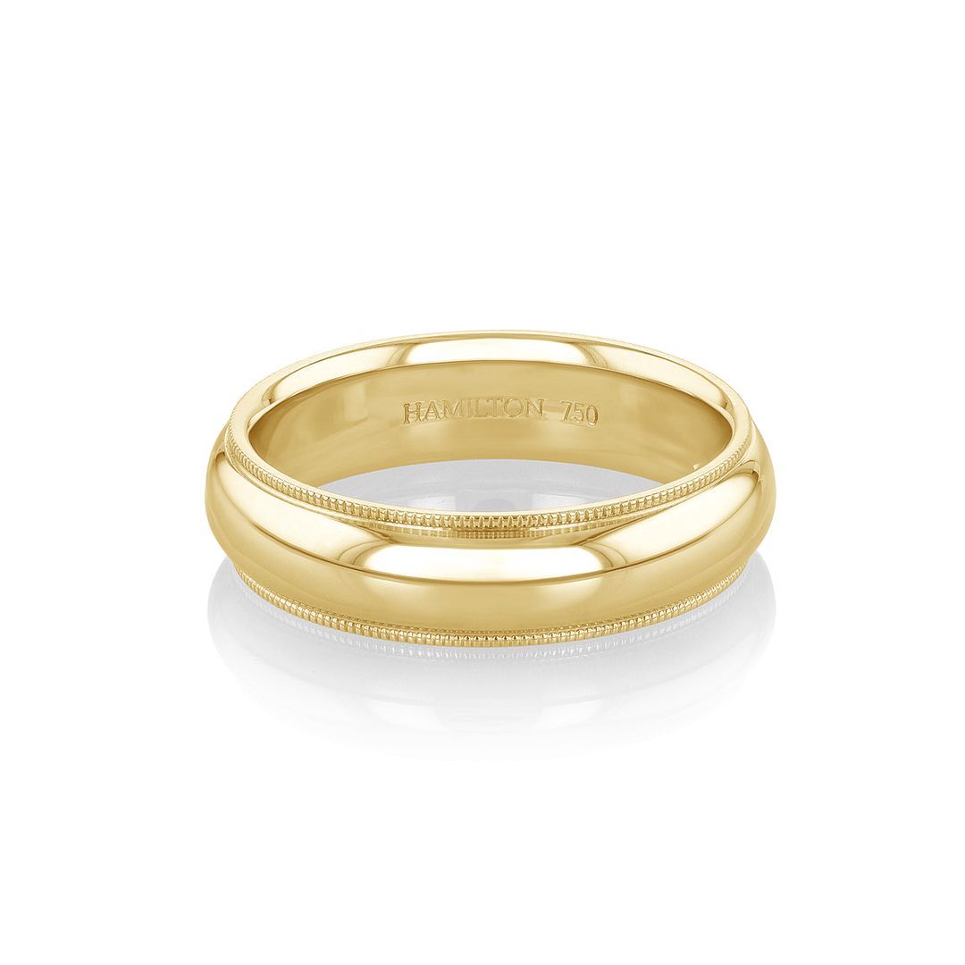 Hamilton Collection 18k Yellow Recycled Gold 6mm Milgrain Wedding Band