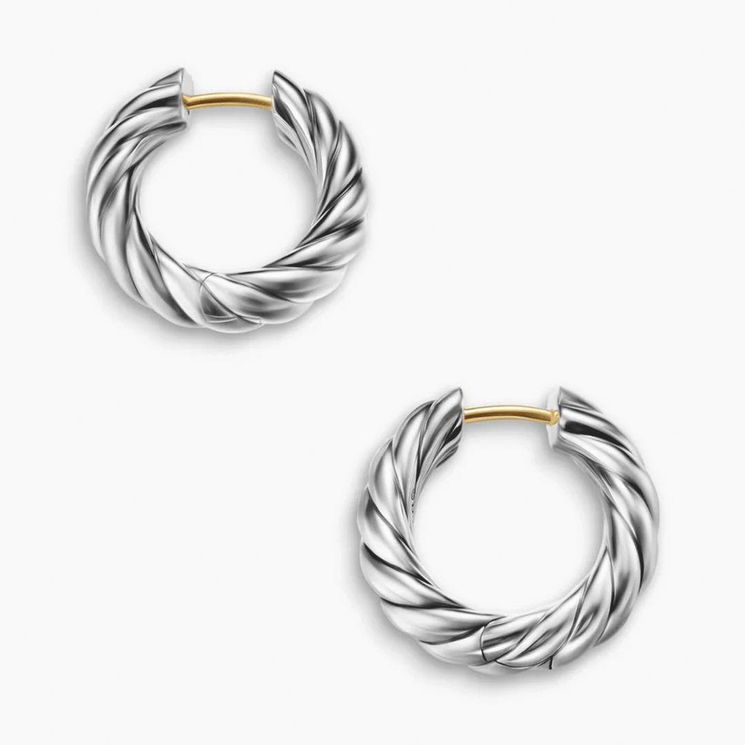 David Yurman Sculpted Cable Hoop Earrings Sterling Silver, 18.6mm