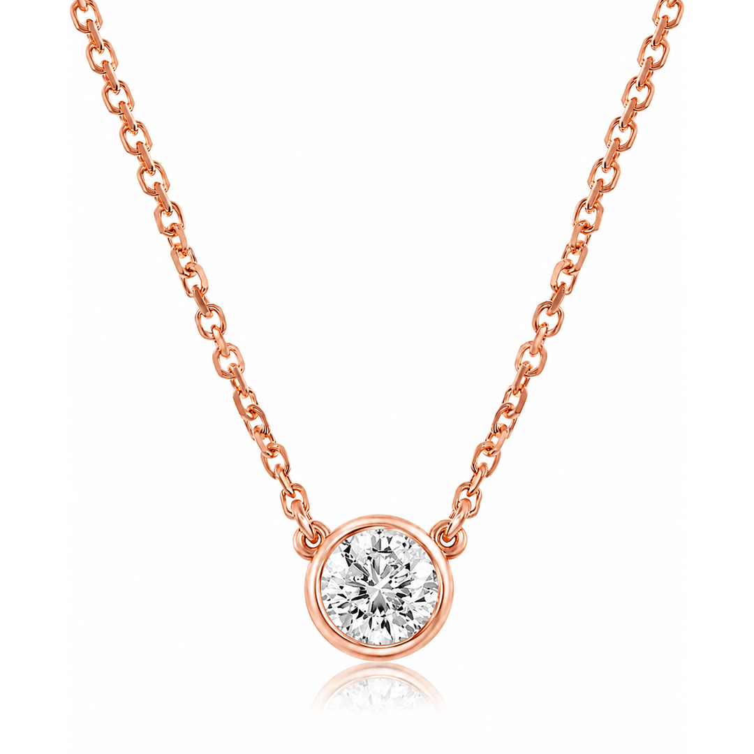 14k Rose Gold and .15 Total Weight Diamonds By The Yard 18 Inch Necklace