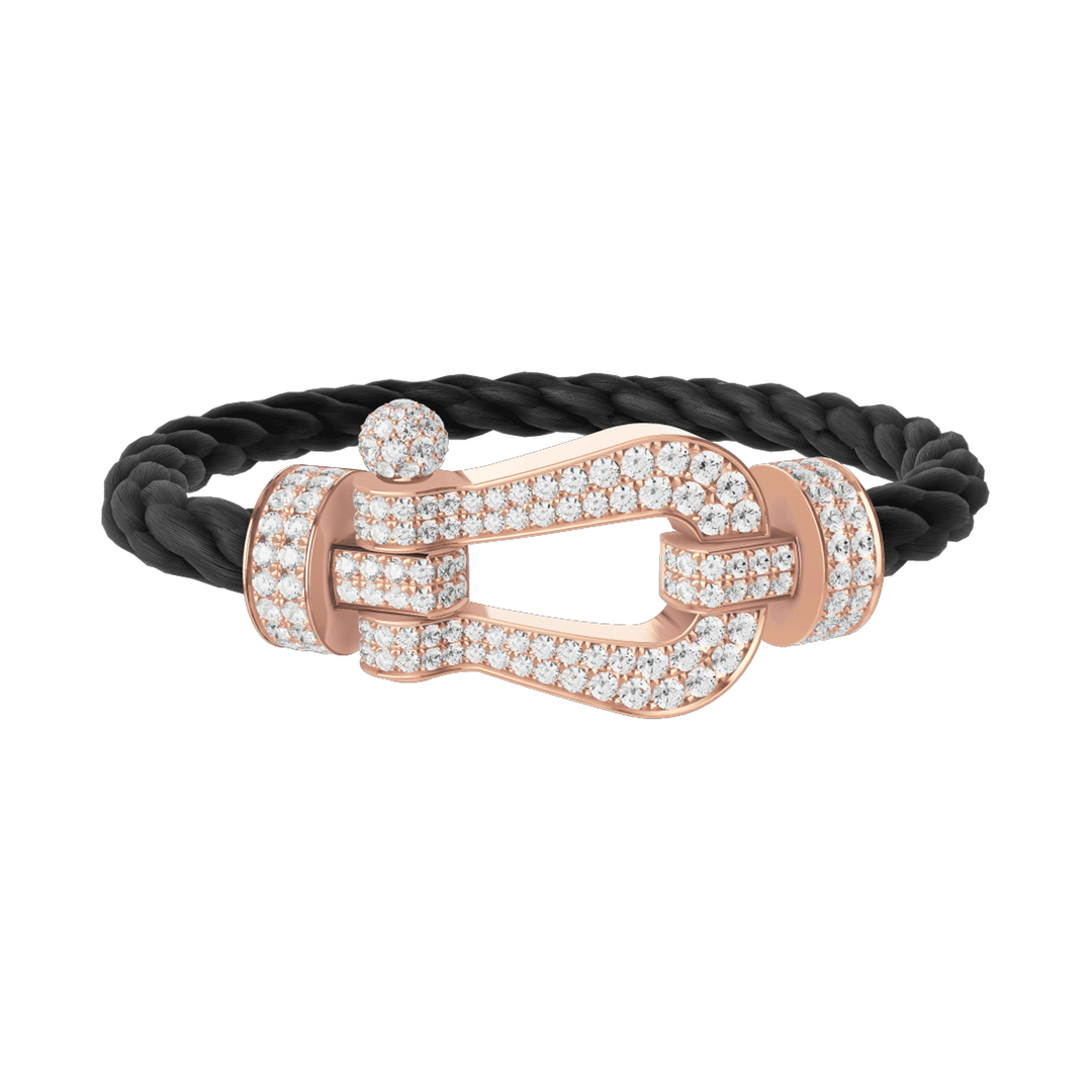 FRED Force 10 Black Cable with 18k Rose Gold Extra LG Full Pave Diamond Buckle, Exclusively at Hamilton Jewelers