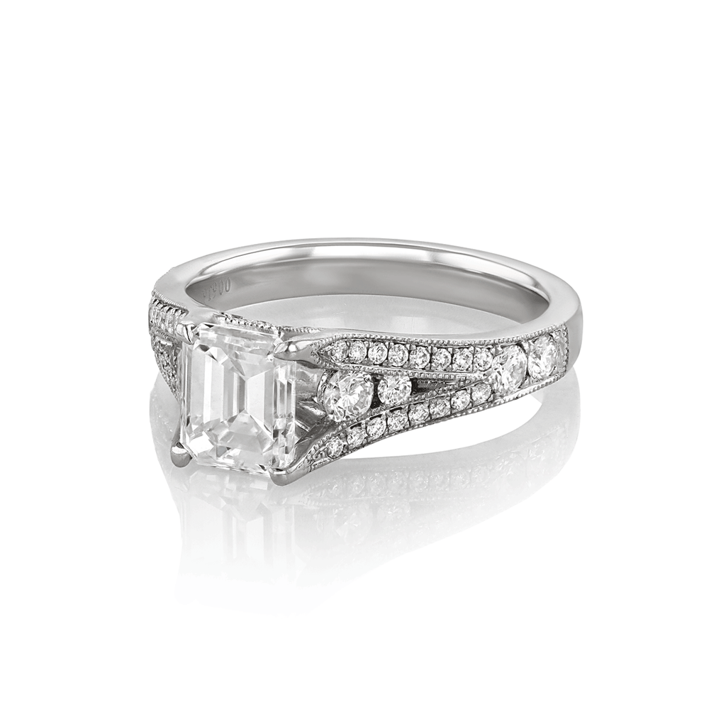 Hamilton Heritage Collection Platinum and Emerald Cut Diamond 1.39 Total Weight Engagment Ring