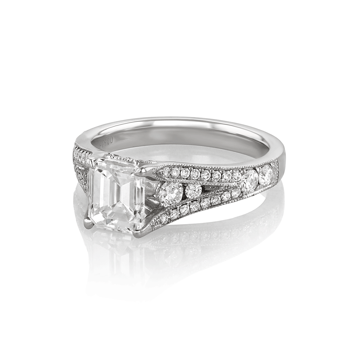 Hamilton Heritage Collection Platinum and Emerald Cut Diamond 1.39 Total Weight Engagment Ring