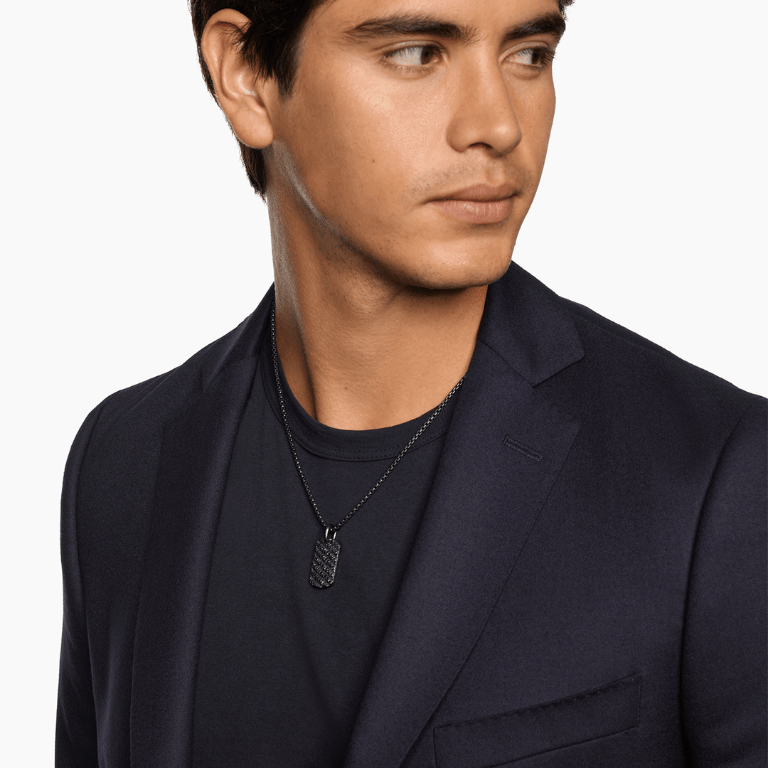 David Yurman Sculpted Cable Tag Black Titanium with Black Diamonds, 27mm