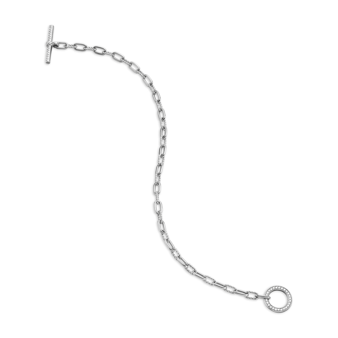 David Yurman Madison Pavé Toggle Chain Bracelet Sterling Silver with Diamonds, 3mm