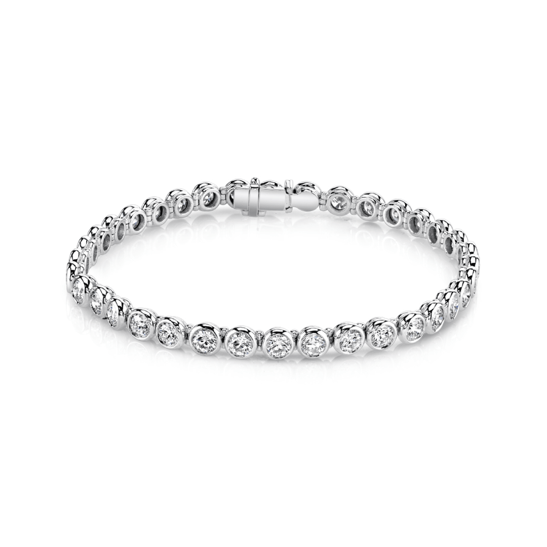 Hamilton Line Collection 18k White Gold and 6.70 Total Weight Natural Diamond Bezel Line Bracelet