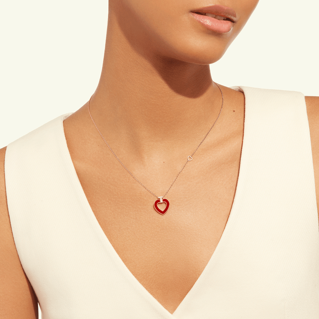 Fred Pretty Woman 18k Rose Gold and Carnelian Heart Pendant, Exclusively at Hamilton Jewelers