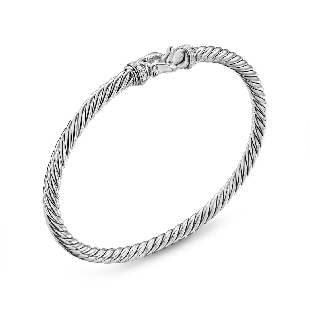 David Yurman Cable Flex Buckle Bracelet Sterling Silver with Diamonds, 4mm