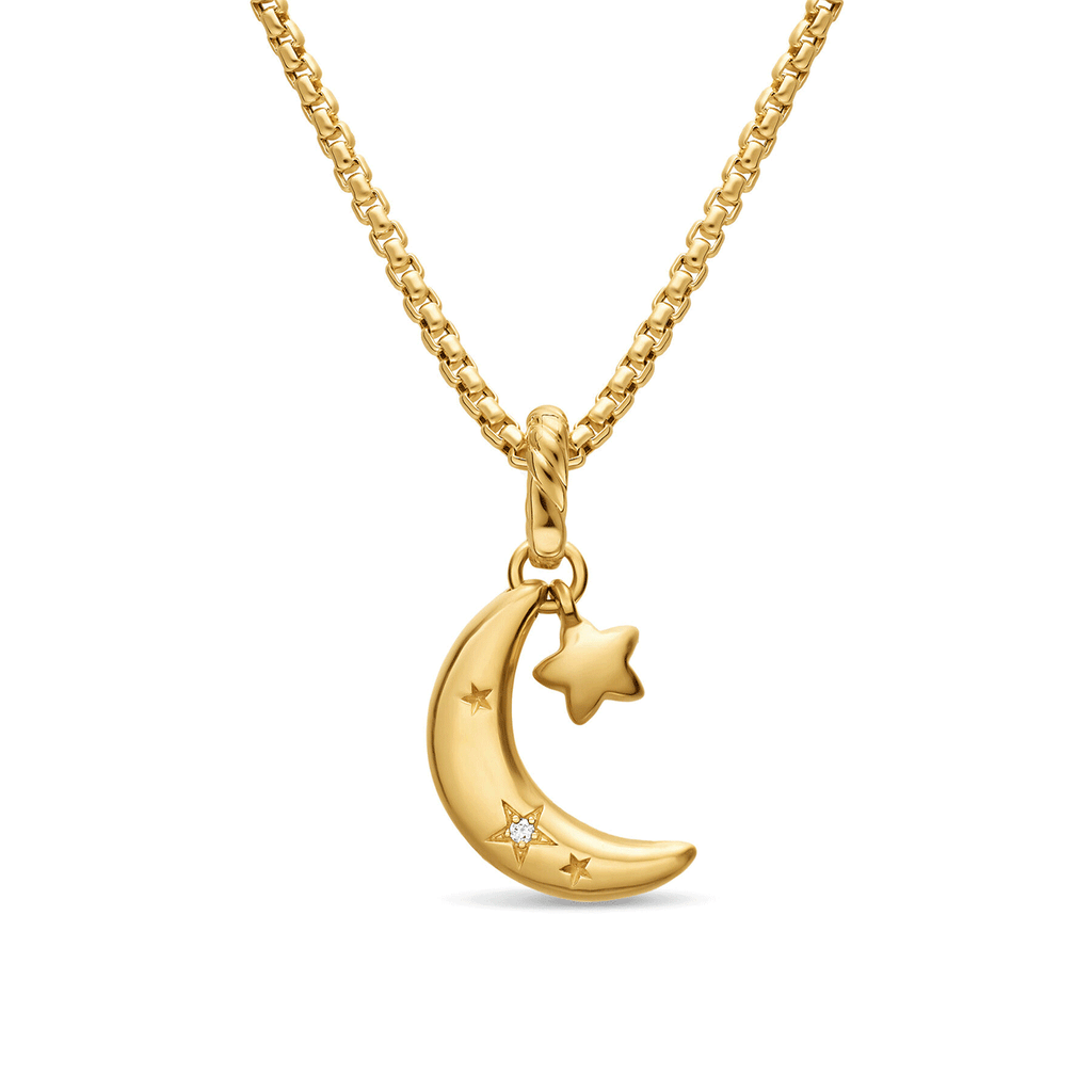 David Yurman Crescent Amulet 18K Yellow Gold with Diamonds, 16.5mm