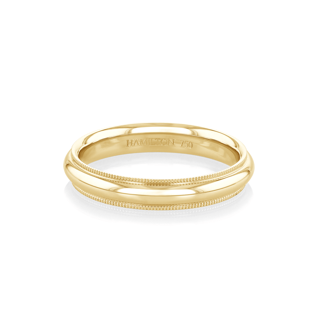 Hamilton Collection 18k Yellow Recycled Gold 4mm Milgrain Comfort Fit Wedding Band
