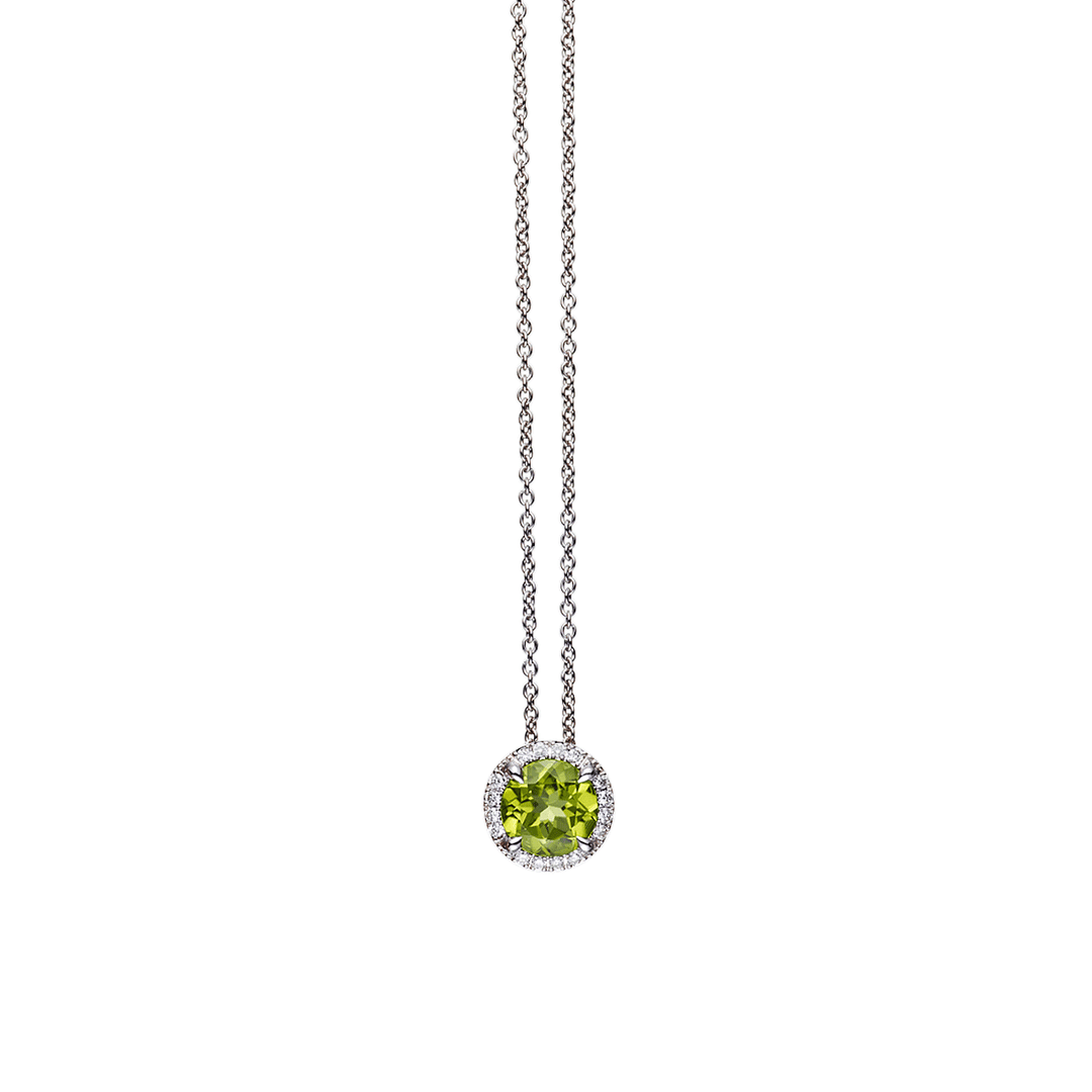 Lisette 18k Gold Peridot 1.30 Total Weight and Diamond Pendant