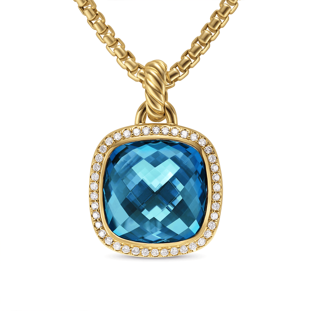 David Yurman Albion® Pendant 18K Yellow Gold with Hampton Blue Topaz and Diamonds 15mm
