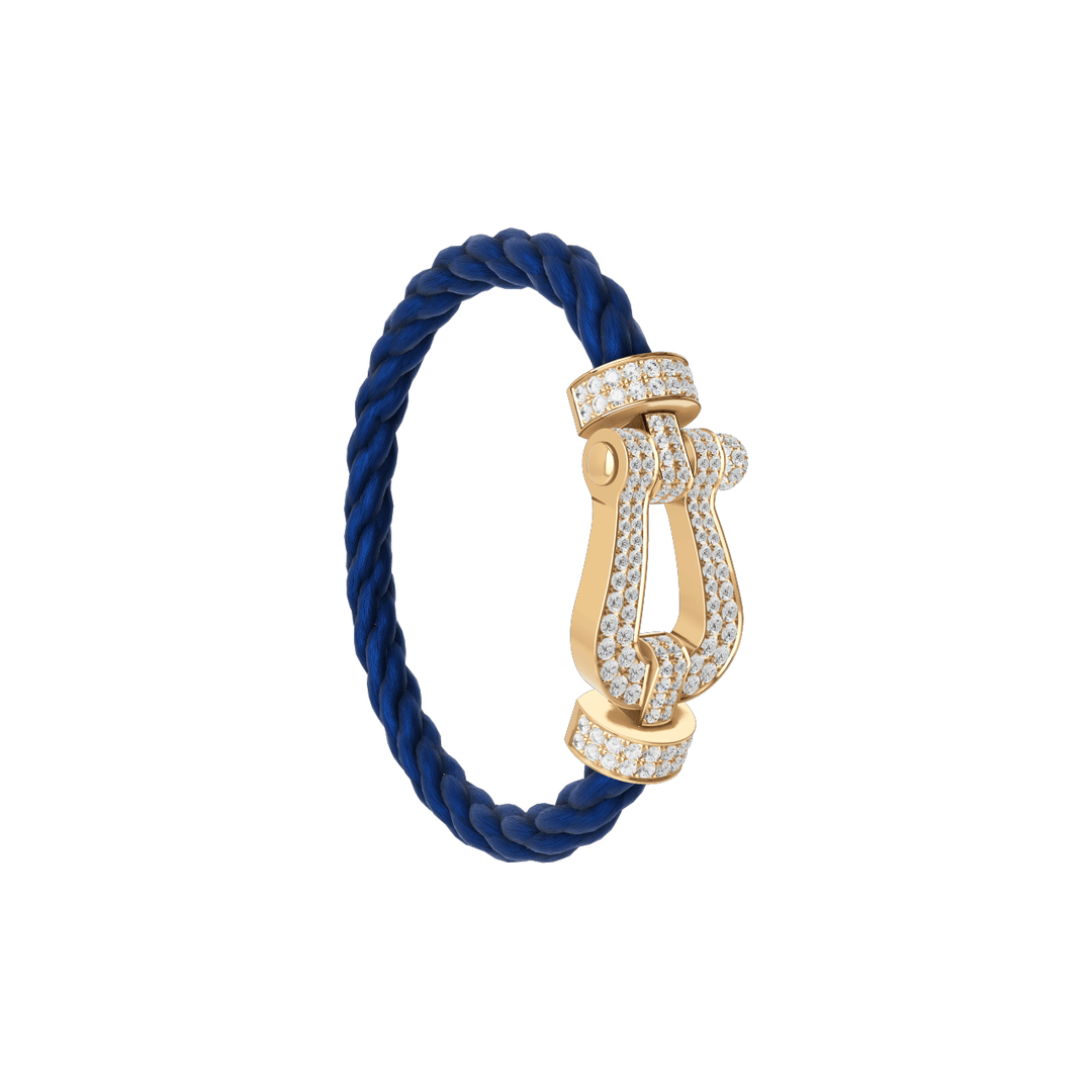FRED Force 10 Navy Cable with 18k Yellow Gold Extra LG Full Pave Diamond Buckle, Exclusively at Hamilton Jewelers