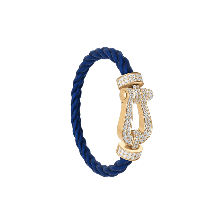 FRED Force 10 Navy Cable with 18k Yellow Gold Extra LG Full Pave Diamond Buckle, Exclusively at Hamilton Jewelers