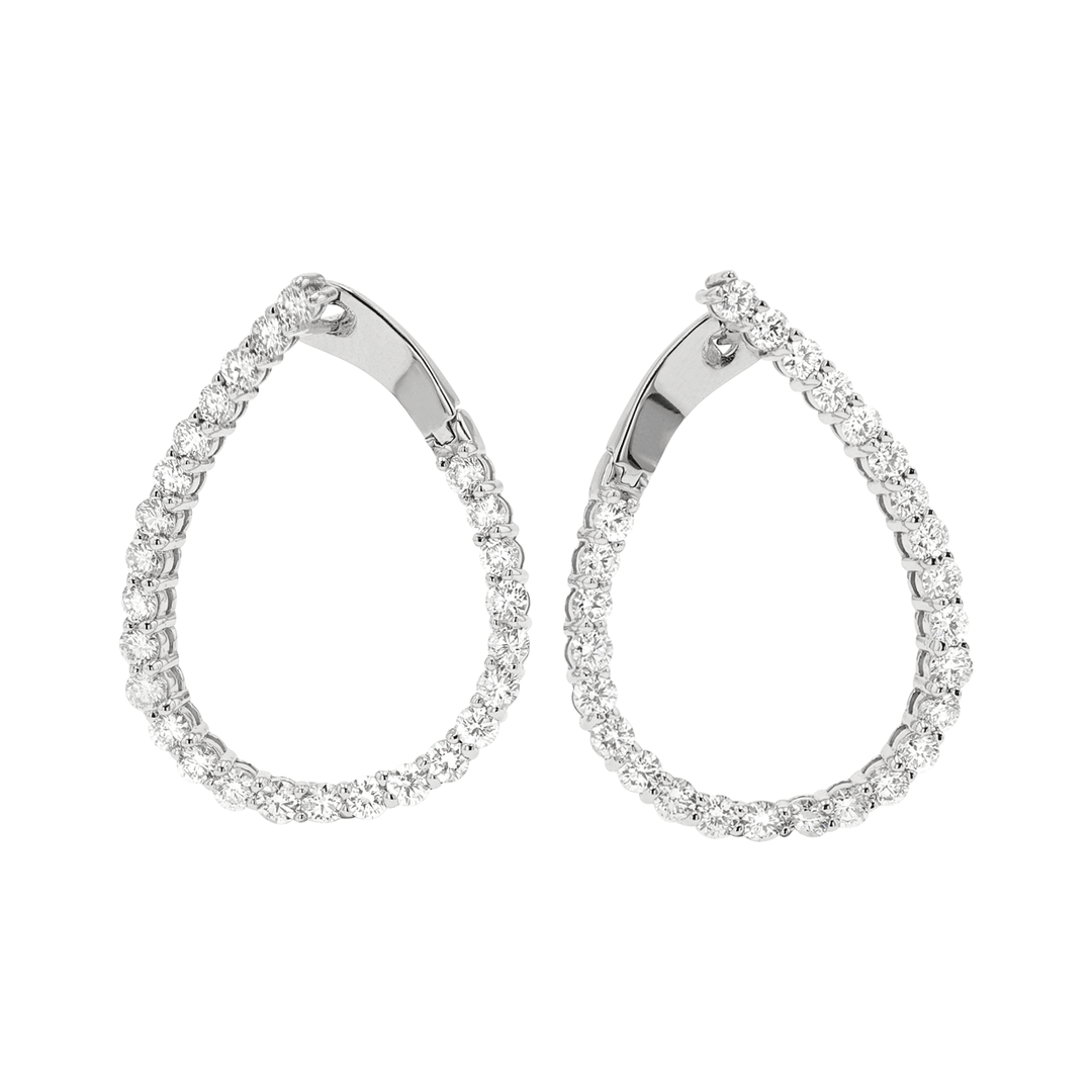 14k Gold and 2.74 Total Weight Diamond Front and Back Hoops