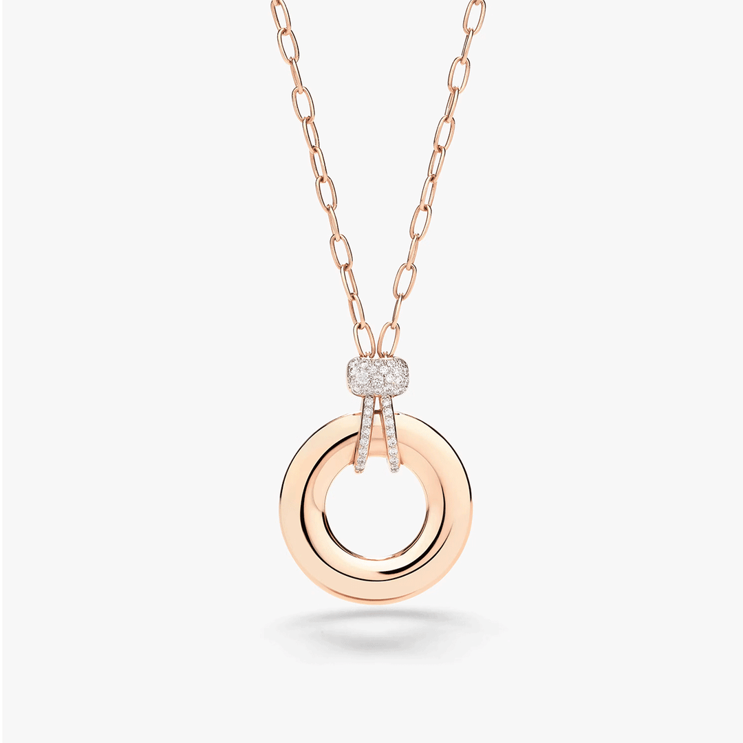 Pomellato Iconica 18k Rose Gold White Gold and 0.20 Total Weight Diamond Pendant