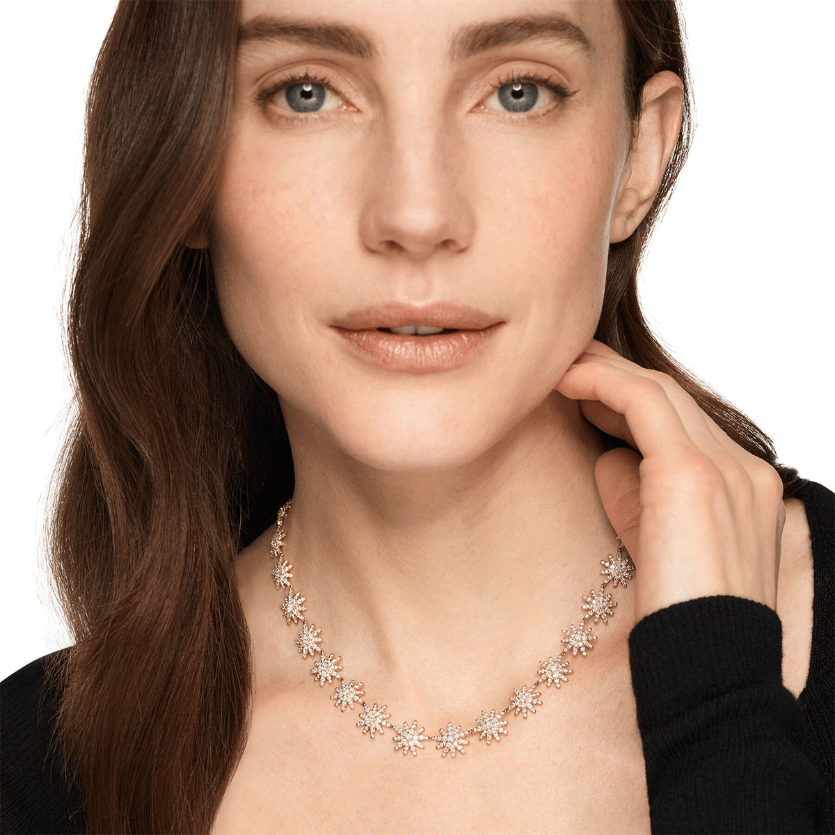 David Yurman Starburst Tennis Necklace 18K Yellow Gold with Diamonds, 12.5mm