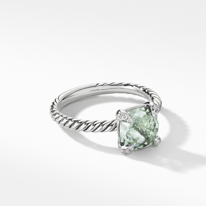 David Yurman Chatelaine Ring with Prasiolite and Diamond