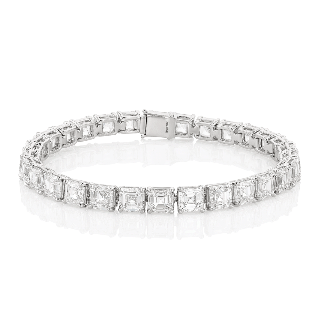 Hamilton Private Reserve Collection Platinum and 30.34 Total Weight Asscher Cut Diamond Bracelet