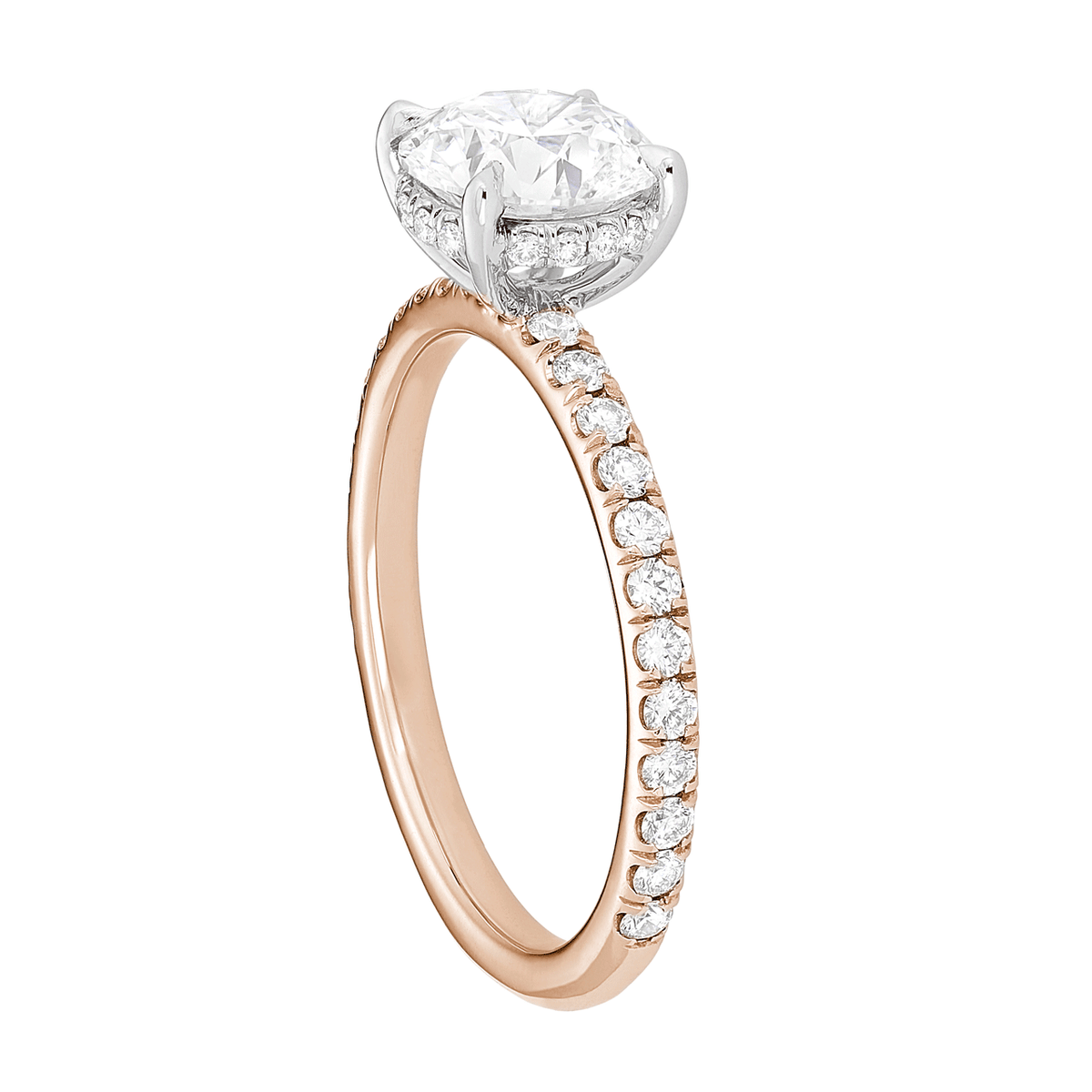 Hamilton Silhouette Collection Platinum 18k Rose Gold and Diamond Mounting Ring