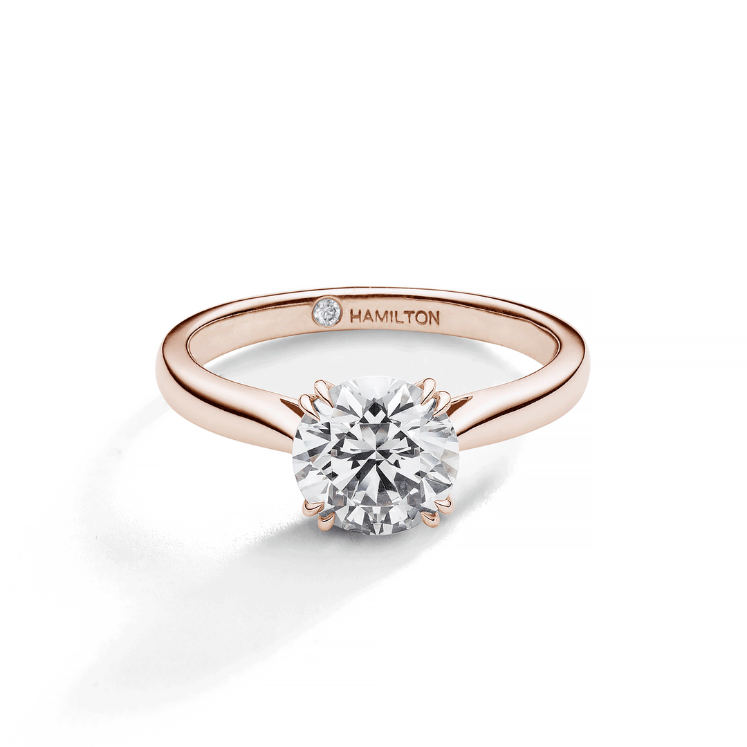 Hamilton Centennial 18k Rose Gold Solitaire Engagement Ring For Round Diamond