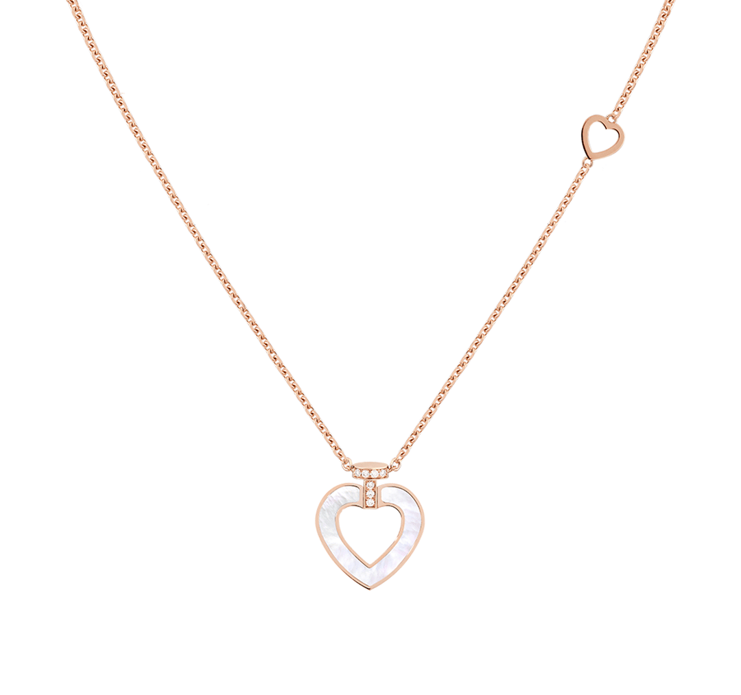 Fred Pretty Woman 18k Rose Gold Malachite and Mother of Pearl Heart Pendant, Exclusively at Hamilton Jewelers