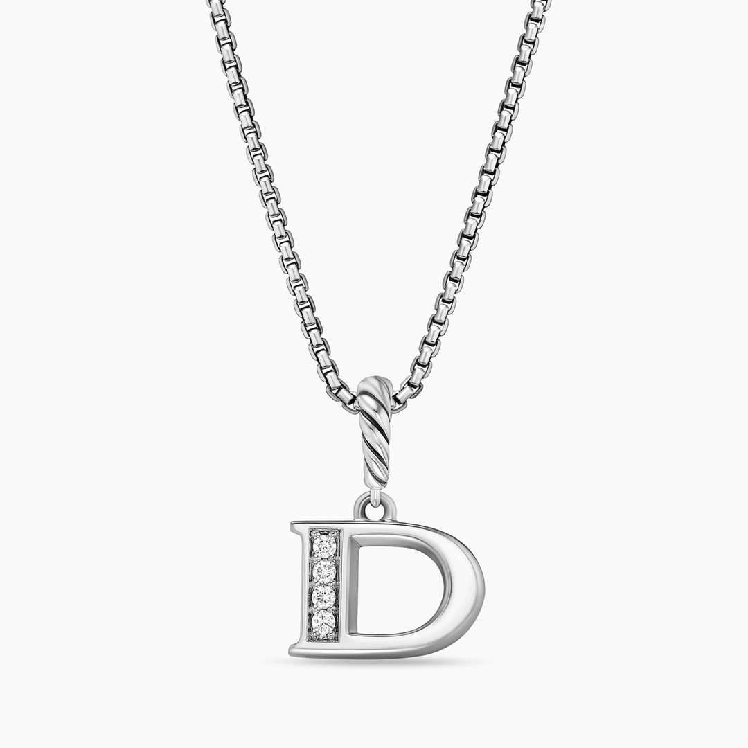 David Yurman Pavé Initial Pendant Necklace with Diamond D