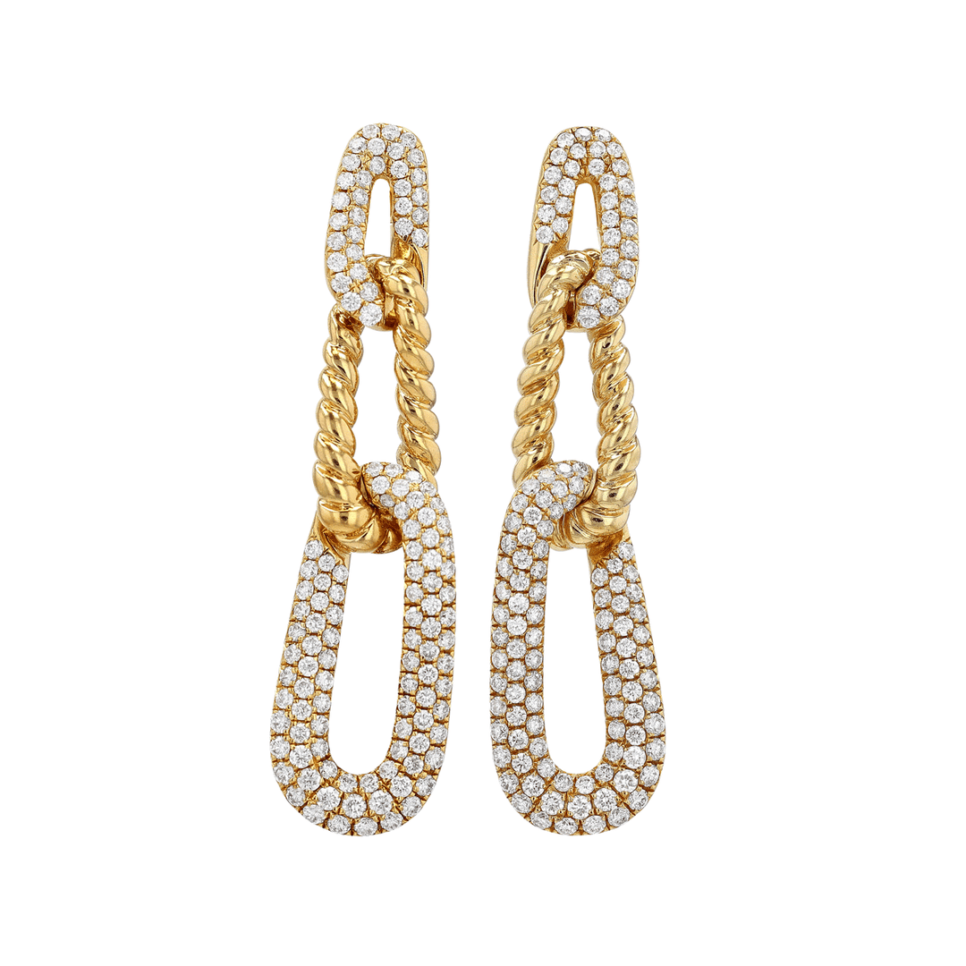 18k Gold and Diamond 1.99 Total Weight Link Earrings