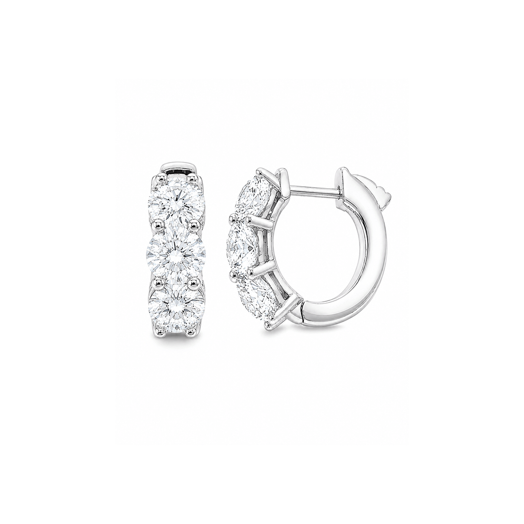 Platinum and 4.30 Total Weight Diamond Huggie Earrings
